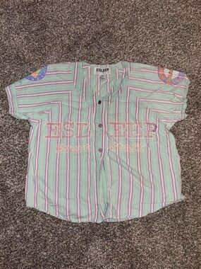 Vintage 90s Esleep Striped Pajama Shirt